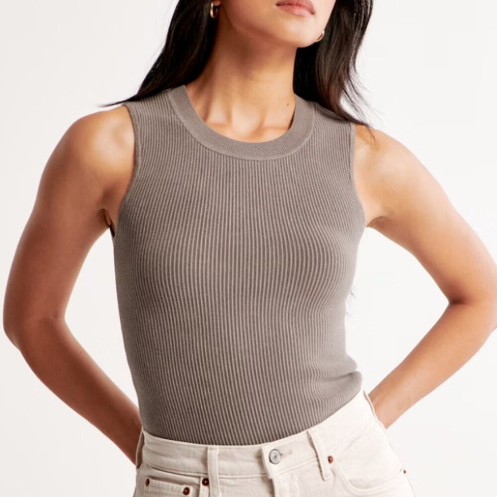 Abercrombie & Fitch Ottoman Crew Tank in Taupe